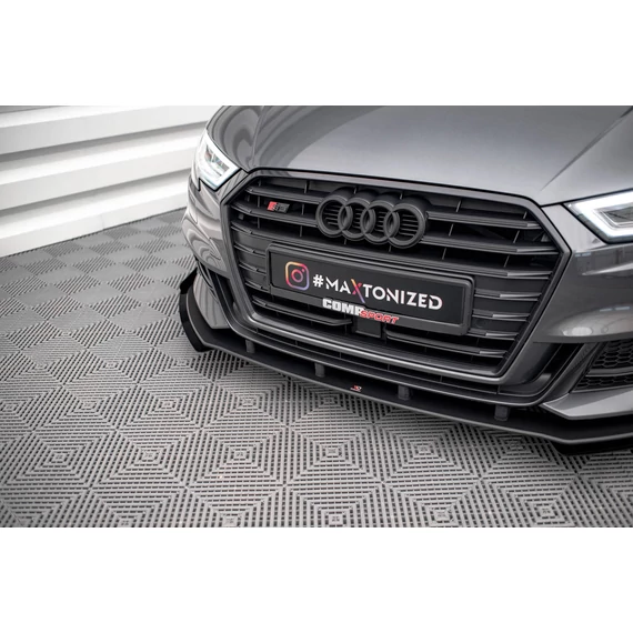 Street Pro Első Splitter V.1 + Flaps Audi S3 / A3 S-Line Sportback 8V Facelift