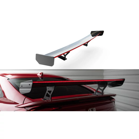 Carbon Spoiler With Internal Brackets Uprights + LED Honda Civic SI Mk10